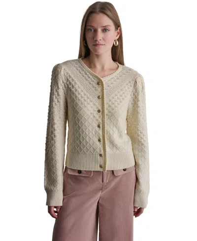 Bcbg Women's Fitted Textured Long-sleeve Cardigan In Neutral