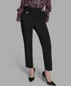 Bcbg Women's Flat Front Two Button Tab Mid Rise Pants In Black