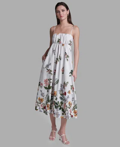 Bcbg Women's Floral Print Square Neck Midi Dress In Multi