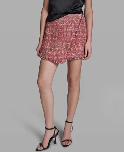 Bcbg Women's Fringe Hem Tweed Short Skirt In Multi