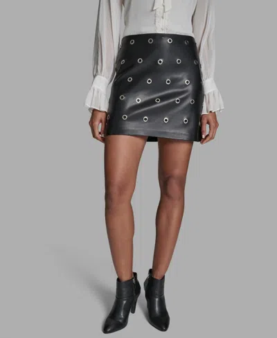 Bcbg Women's Grommet A-line Mini Skirt In White