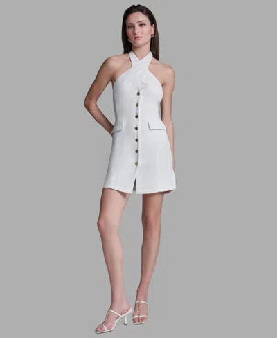 Bcbg Women's Halter Neck Mini Dress In White