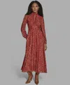 Bcbg Women's High Neck Keyhole Midi Dress In Red