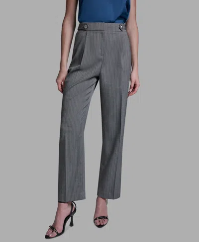 Bcbg Women's High Rise Pinstripe Wide Leg Pants In Gray