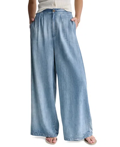 Bcbg Women's High Rise Wide-leg Denim Pants In Blue