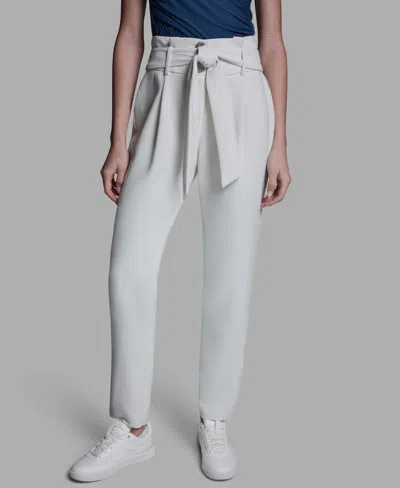 Bcbg Women's High-rise Tie Detail Straigh-leg Pants In White