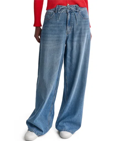 Bcbg Women's High-rise Tie-waist Wide-leg Jeans In Autumn