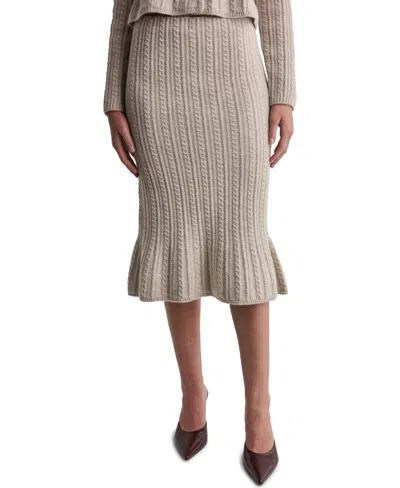Bcbg Women's High-waisted Cable-knit Midi Skirt In Neutral