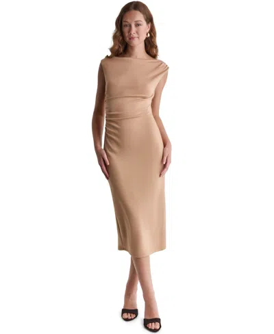 Bcbg Women's Knit Ruched Midi Dress In Toffee Dust
