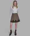 Bcbg Women's Lace Hem Pleated Skirt In Brown