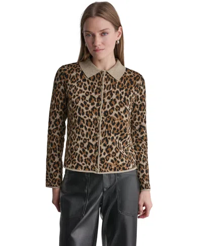 Bcbg Women's Leopard-print Button-front Fitted Cardigan In Animal Print