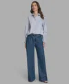 Bcbg Women's Long Sleeve Button-up Embroidered Top In Blue