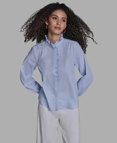 Bcbg Women's Long-sleeve Collared Top In Blue