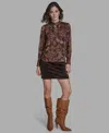 Bcbg Women's Long Sleeve Keyhole Detail Top In Brown