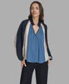 Bcbg Women's Long Sleeve Pleated Top In Blue