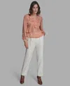 Bcbg Women's Long Sleeve Ruffle V-neck Blouse In Pink