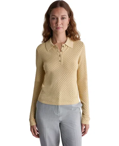 Bcbg Women's Long-sleeve Knit Polo Shirt In Yellow