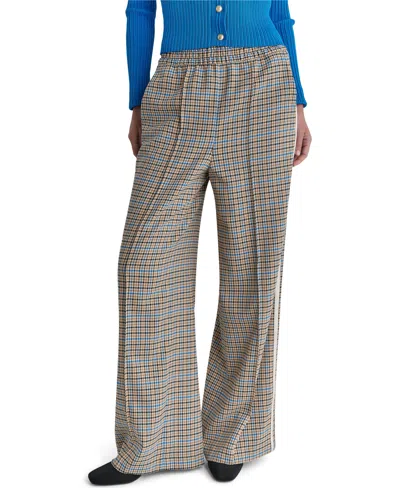 Bcbg Women's Mid-rise Plaid Wide-leg Track Pants In Multi