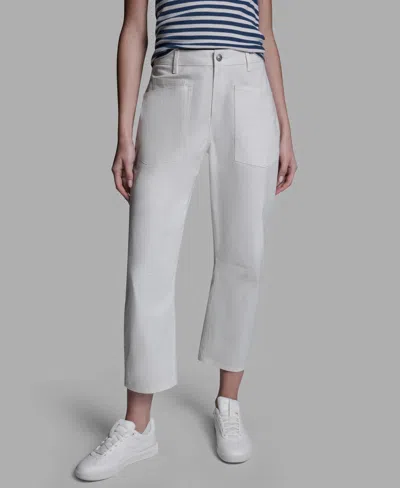 Bcbg Women's Mid-rise Pocket Detail Barrel Pants In White