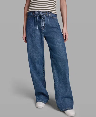 Bcbg Women's Mid-rise Wide-leg Jeans In Blue