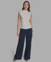 Bcbg Women's Mock Neck Knit Flutter-sleeve Top In White