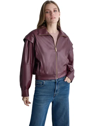 Bcbg Women's Moto Faux Leather Jacket In Burgundy