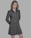 Bcbg Women's Novelty Plaid Button Down Jacket In Gray