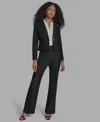 Bcbg Women's Padded Shoulder Open Front Jacket In Black
