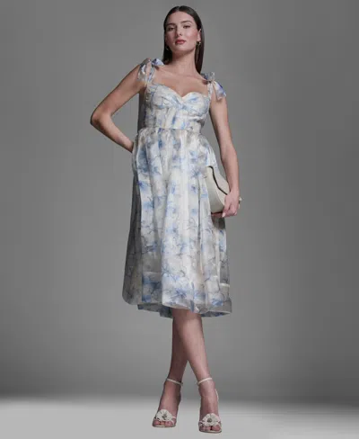 Bcbg Floral Organza Midi Cocktail Dress In Multi