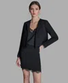 Bcbg Women's Padded Shoulder Open Front Jacket In Black