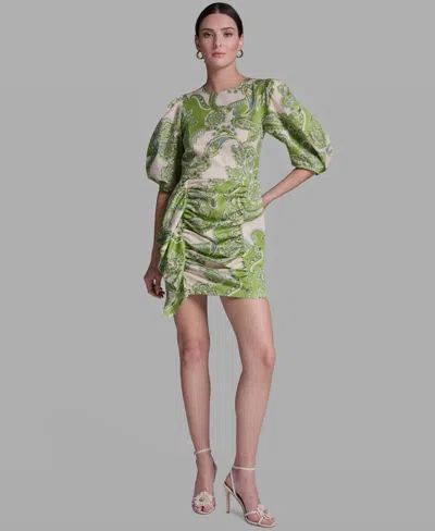 Bcbg Women's Paisley Print Ruffle Detail Crewneck Dress In Multi