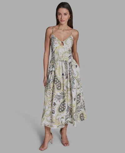 Bcbg Women's Paisley Spaghetti Strap Midi Dress In Neutral