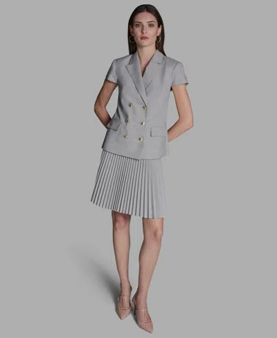 Bcbg Women's Peak Lapel Collar Plaid Double-breasted Jacket In Gray