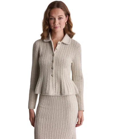 Bcbg Women's Peplum Cable-knit Cardigan In White