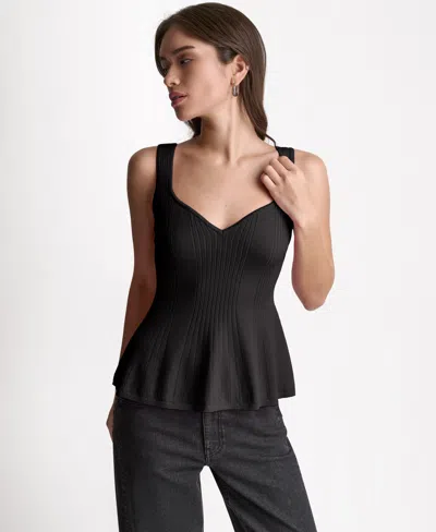 Bcbg Women's Peplum Rib Sleeveless Tank Top In Black
