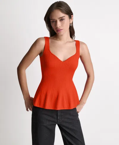 Bcbg Women's Peplum Rib Sleeveless Tank Top In Orange