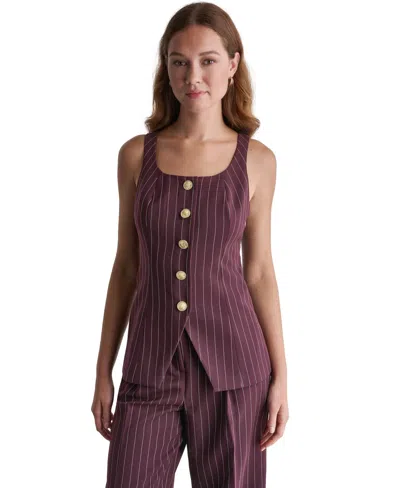Bcbg Women's Pinstripe Square-neck Vest In Burgundy