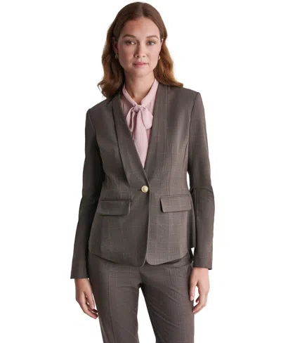 Bcbg Women's Plaid Shoulder-padding Blazer In Brown