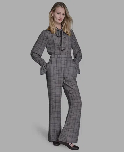 Bcbg Women's Plaid Wide-leg Pants In Gray
