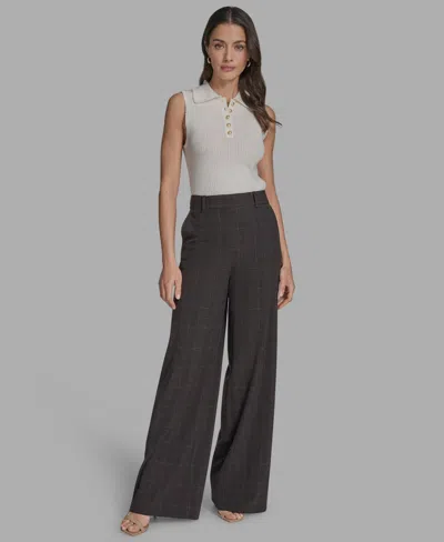 Bcbg Women's Plaid Wide-leg Trousers In Black