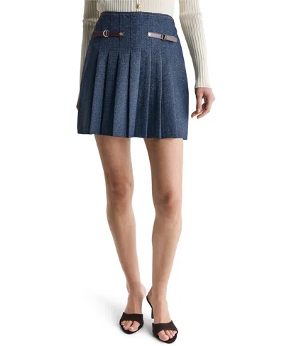 Bcbg Women's Pleated A-line Mini Skirt In Blue