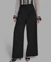 Bcbg Women's Pleated Back Notch Wide Leg Pants In Black