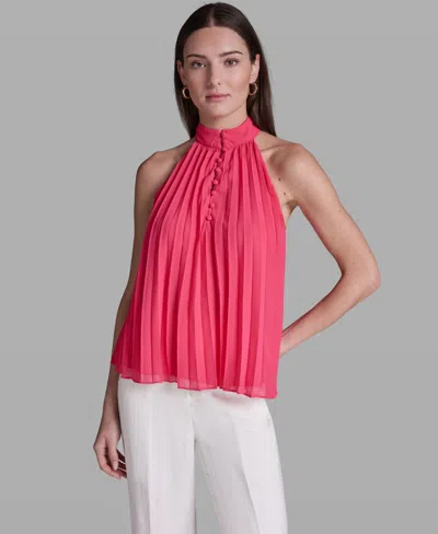 Bcbg Women's Pleated Halter Neck Sleeveless Top In Pink