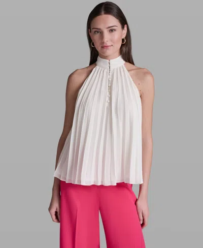Bcbg Women's Pleated Halter Neck Sleeveless Top In White