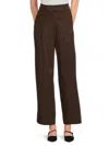 Bcbg Women's Pleated Wide-leg Stretch-cotton Pants In Brown