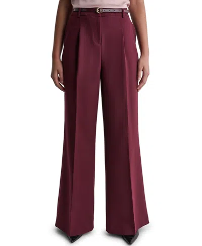 Bcbg Women's Pleated Wide-leg Pants In Burgundy