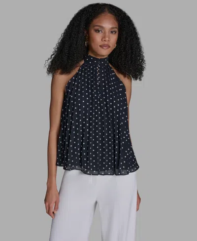 Bcbg Women's Polka Dot Halter Neck Top In Black
