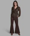 Bcbg Women's Polka Dot Long Sleeve V-neck Blouse In Brown
