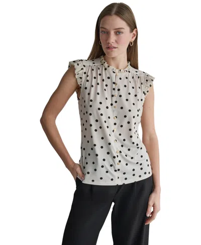 Bcbg Women's Polka-dot Button-down Blouse In White