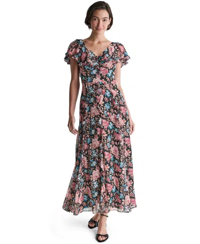 Bcbg Women's Printed Ruffle-sleeve V-neck Empire Maxi Dress In Multi